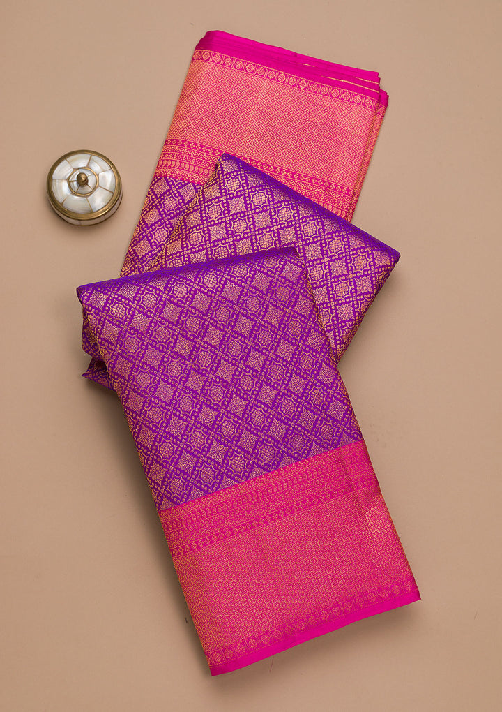 Purple Zariwork Pure Silk Saree