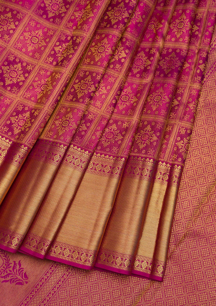 Megenta Pink Zariwork Pure Silk Saree