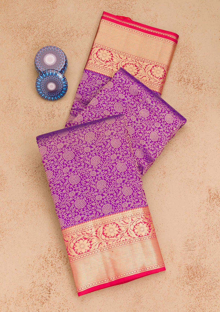 Purple Zariwork Kanjivaram Pure Silk Saree