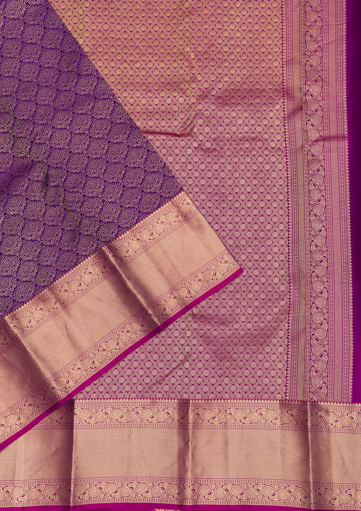 Purple Zariwork Banarasi Pure Silk Saree