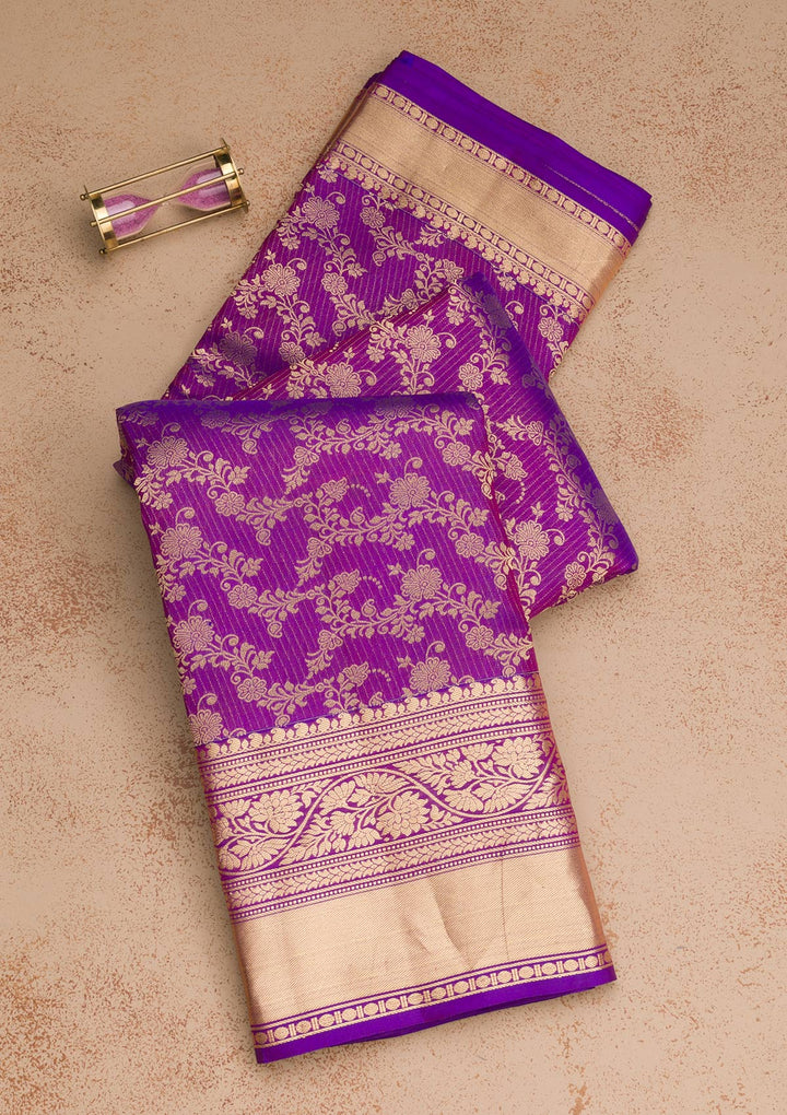 Purple Zariwork Pure Silk Saree