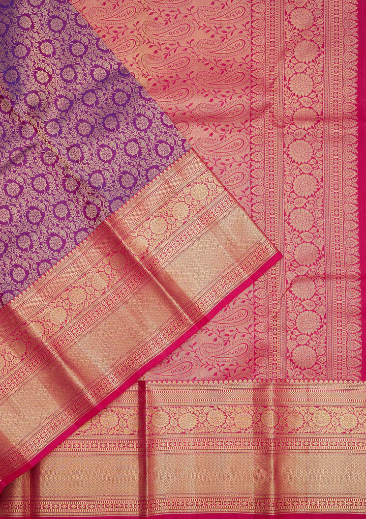 Purple Zariwork Pure Silk Saree
