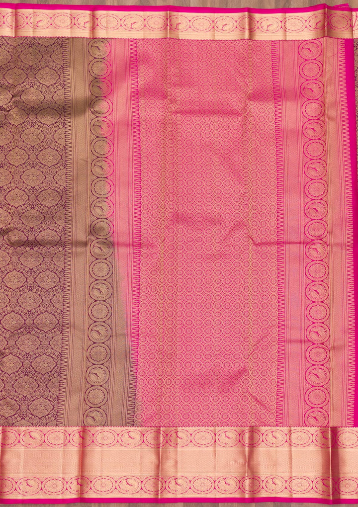 Wine Zariwork Pure Silk Saree