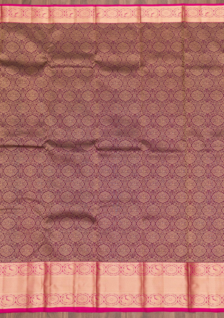 Wine Zariwork Pure Silk Saree