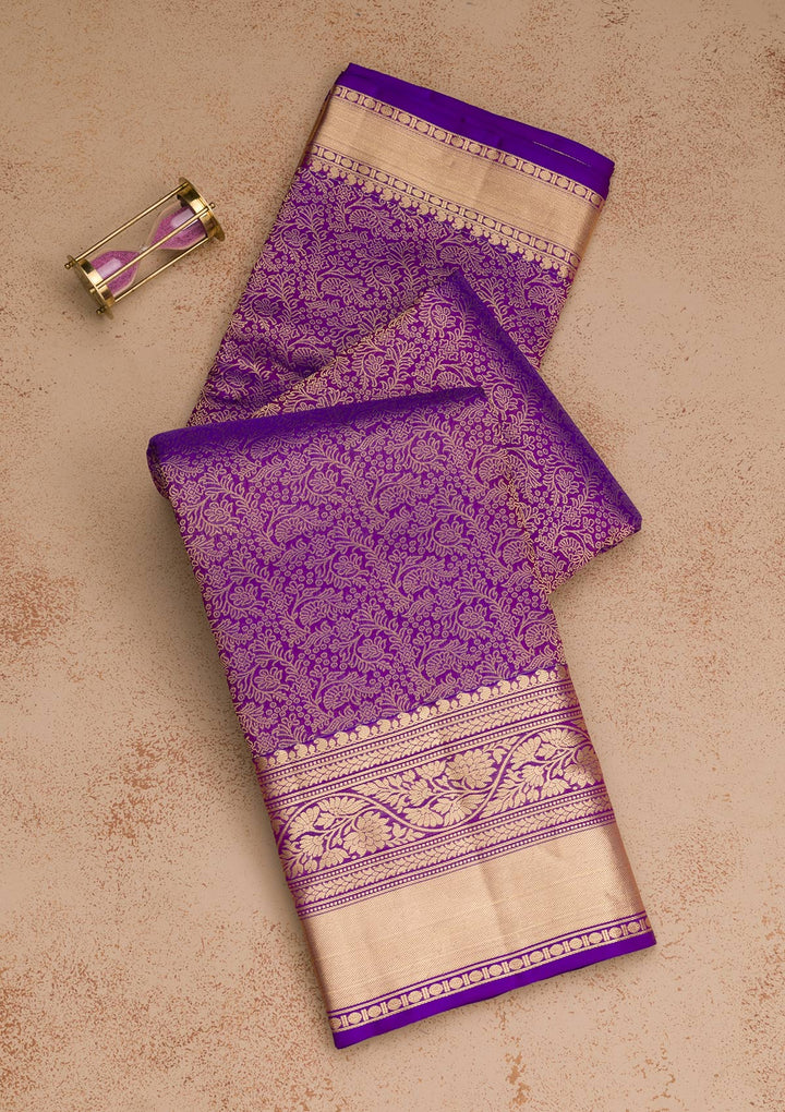 Purple Zariwork Kanjivaram Pure Silk Saree