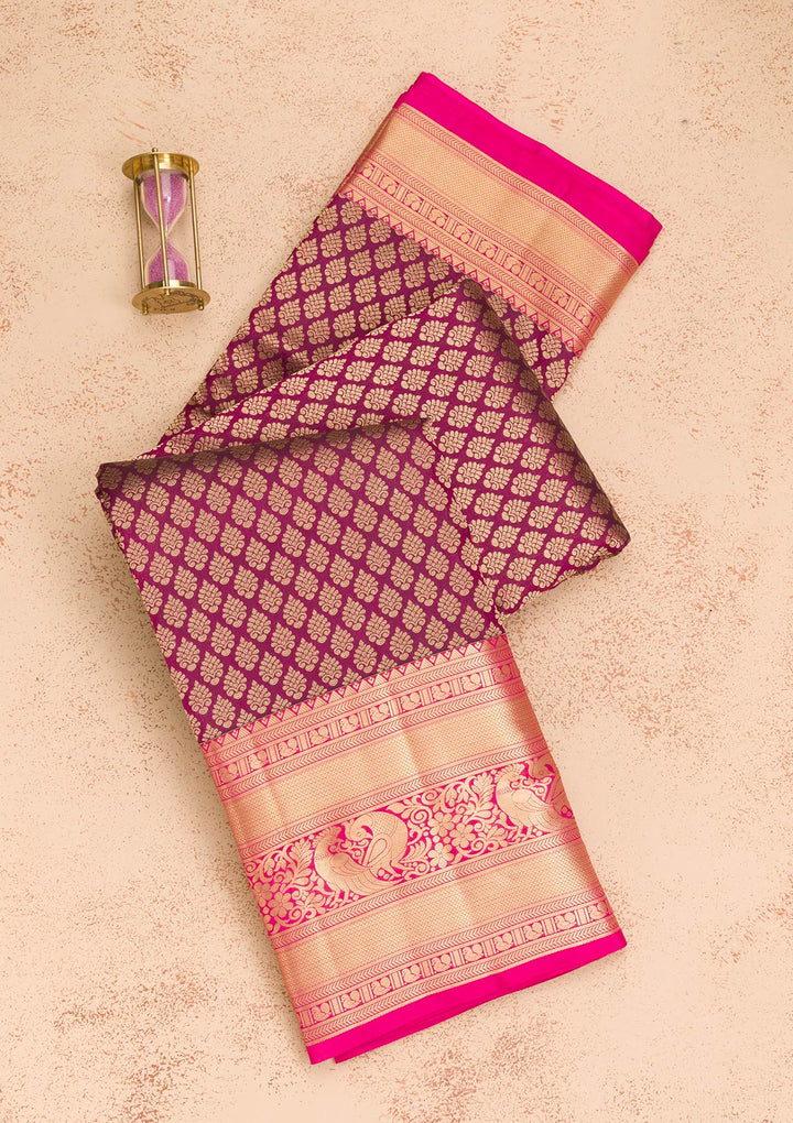 Purple Zariwork Banarasi Pure Silk Saree