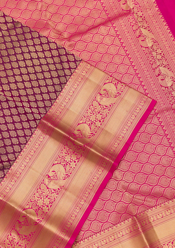 Purple Zariwork Banarasi Pure Silk Saree