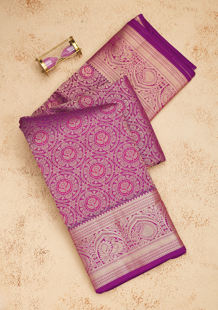 Purple Zariwork Pure Silk Saree