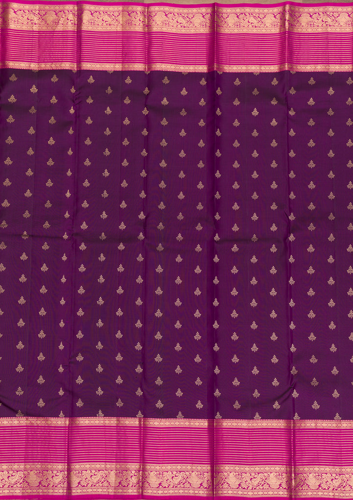 Purple Zariwork Pure Silk Saree-Koskii