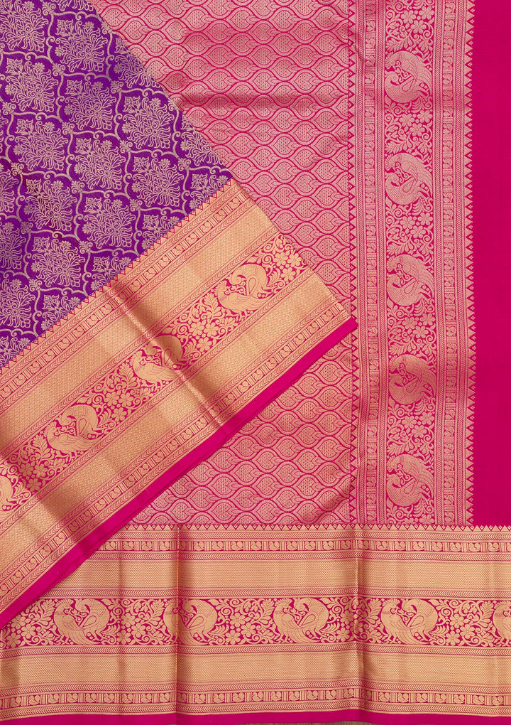 Purple Zariwork Pure Silk Saree