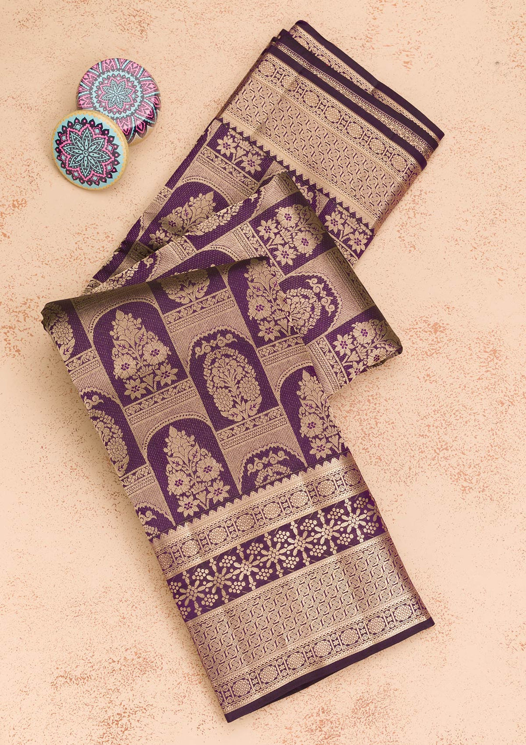 Purple Zariwork Banarasi Pure Silk Saree