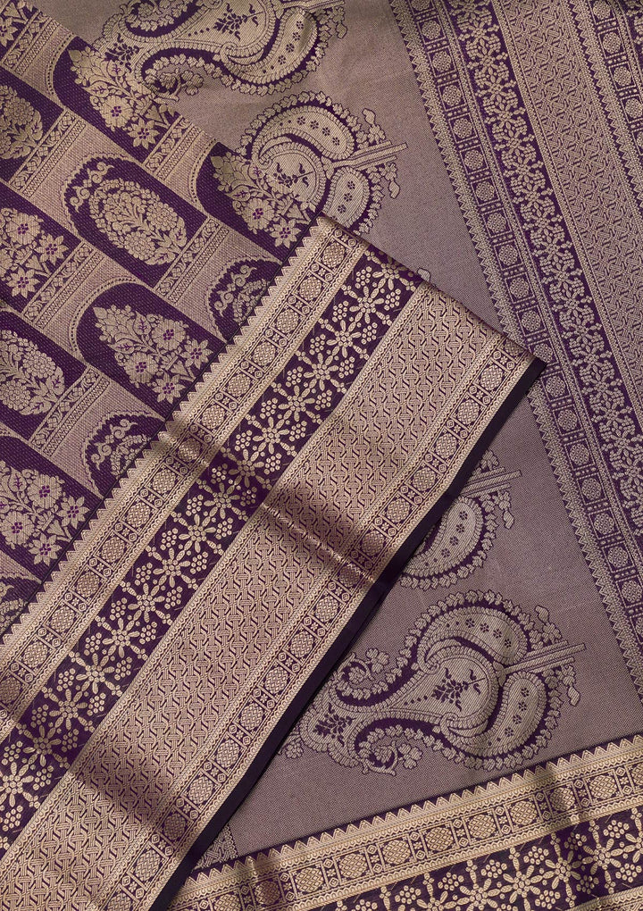 Purple Zariwork Banarasi Pure Silk Saree