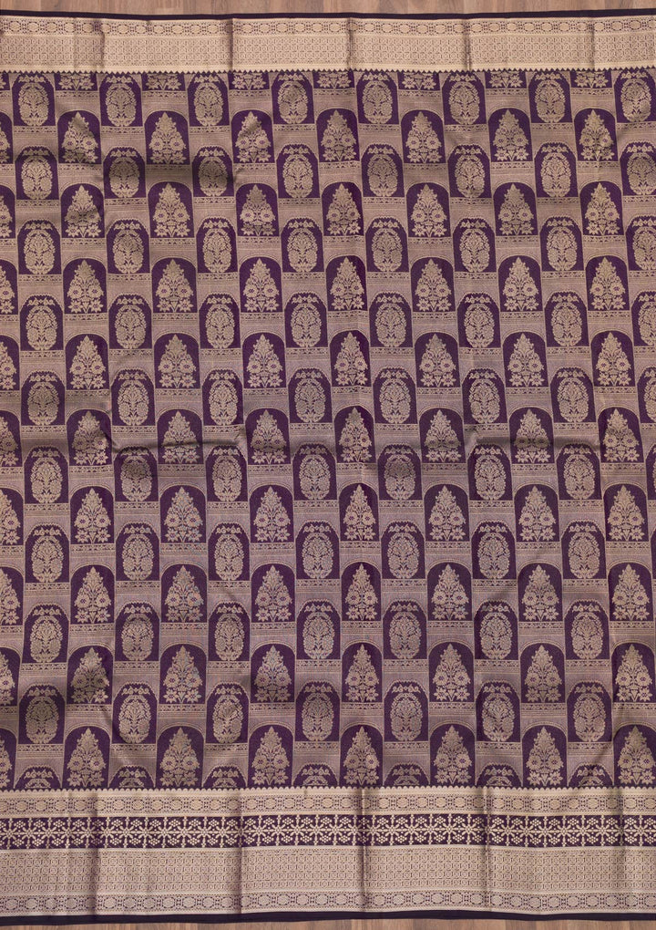Purple Zariwork Banarasi Pure Silk Saree