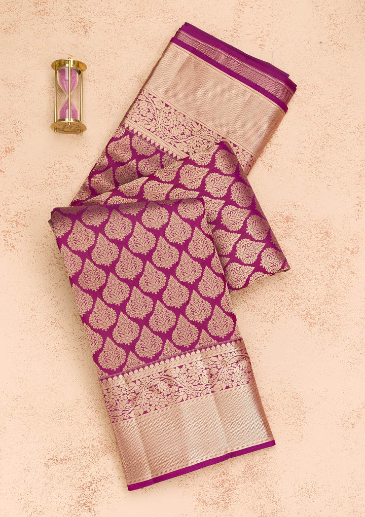 Purple Zariwork Banarasi Pure Silk Saree