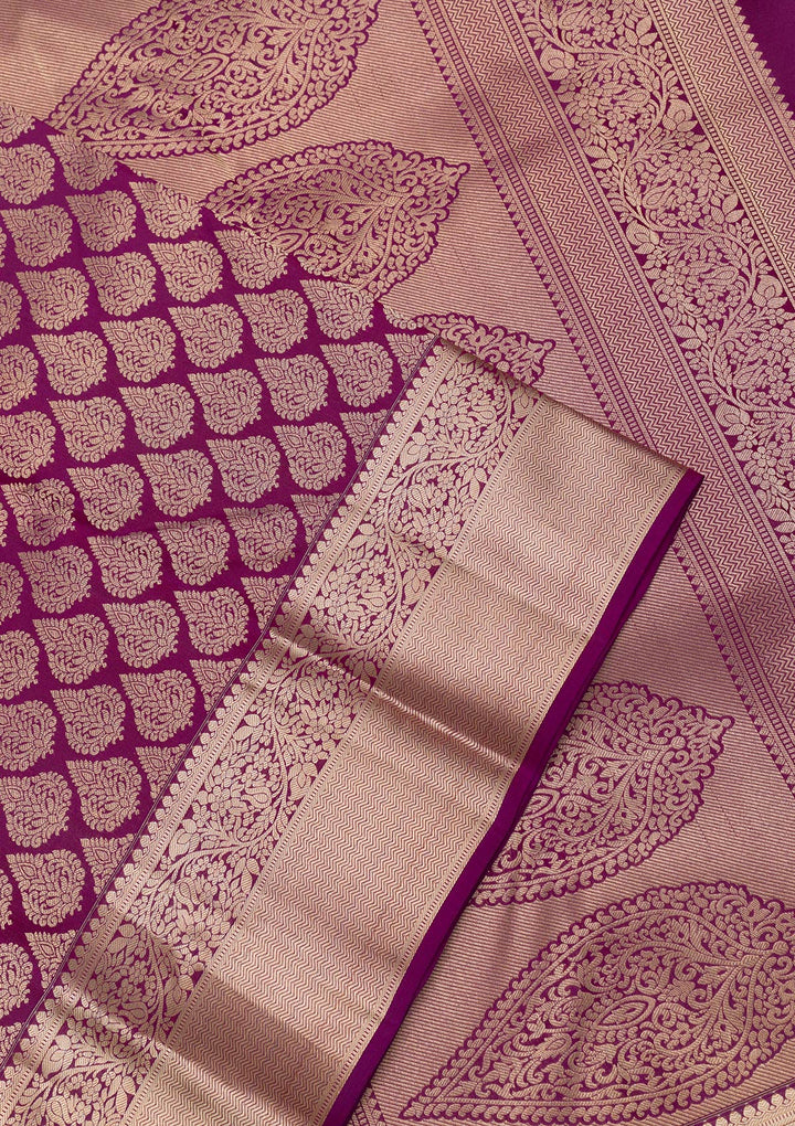 Purple Zariwork Banarasi Pure Silk Saree