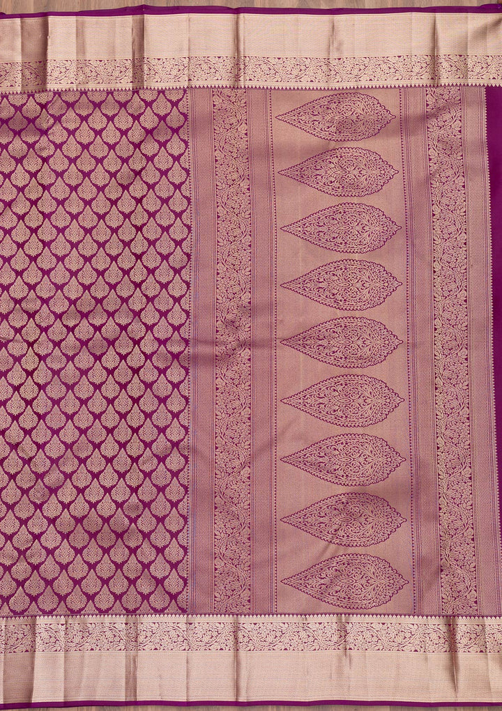 Purple Zariwork Banarasi Pure Silk Saree