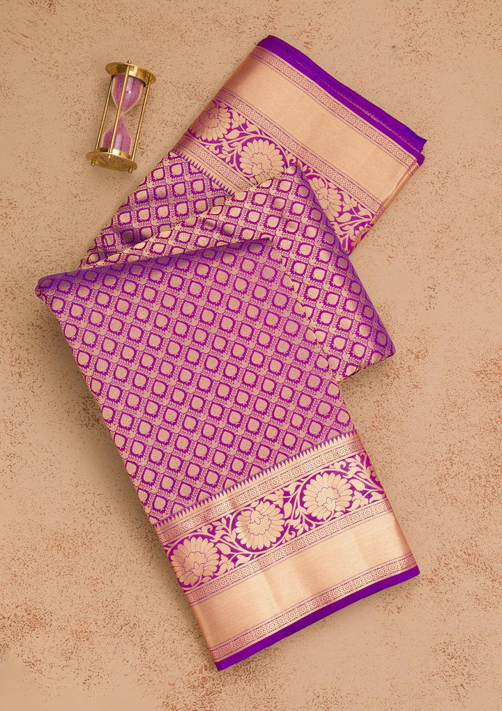 Purple Zariwork Pure Silk Saree