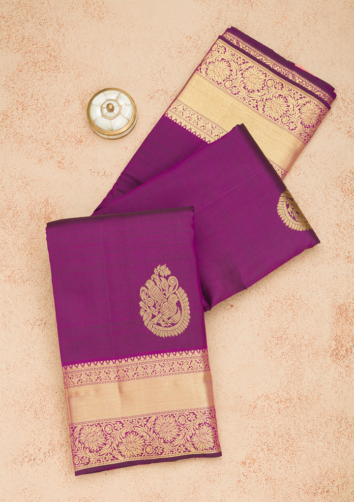 Purple Zariwork Pure Silk Saree