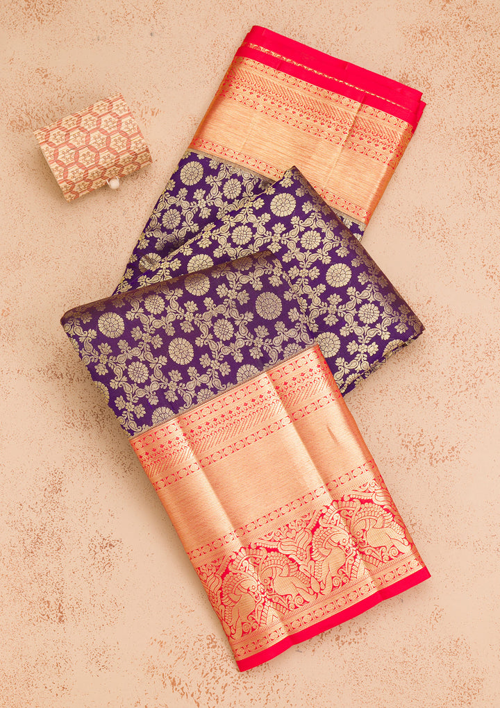 Purple Zariwork Pure Silk Saree