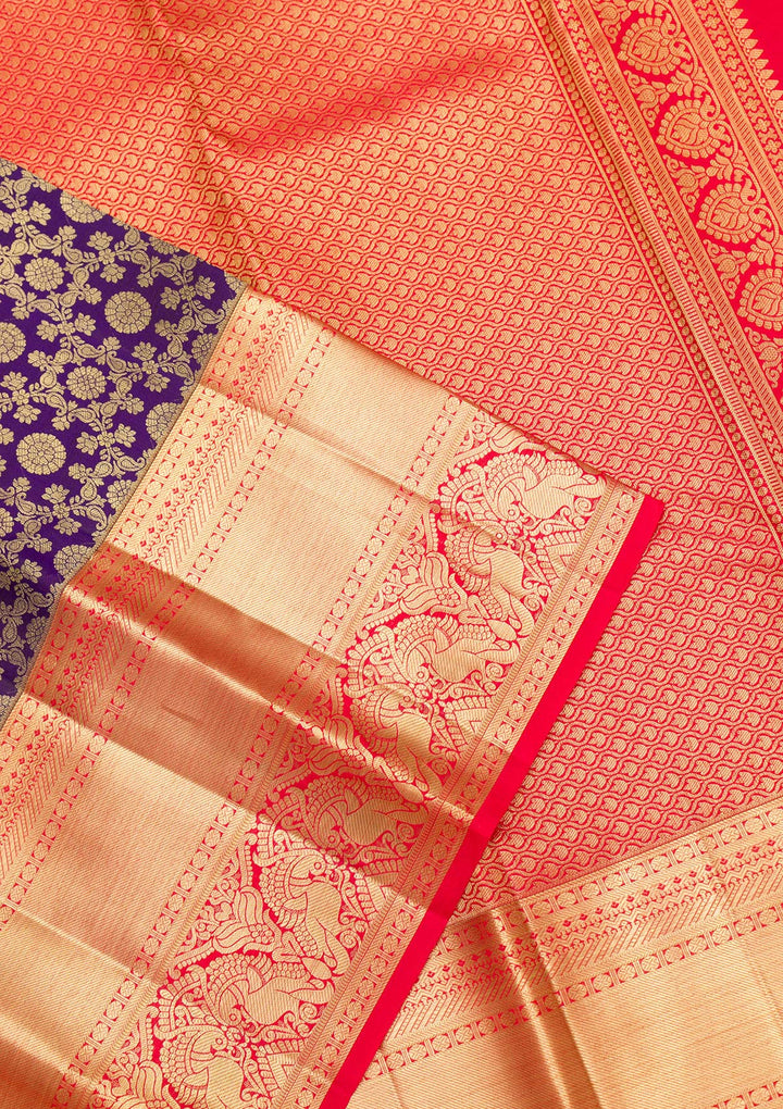 Purple Zariwork Pure Silk Saree