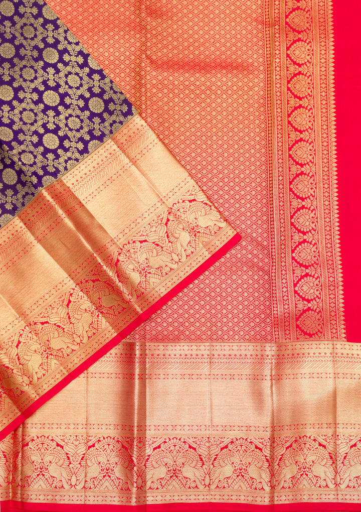 Purple Zariwork Pure Silk Saree