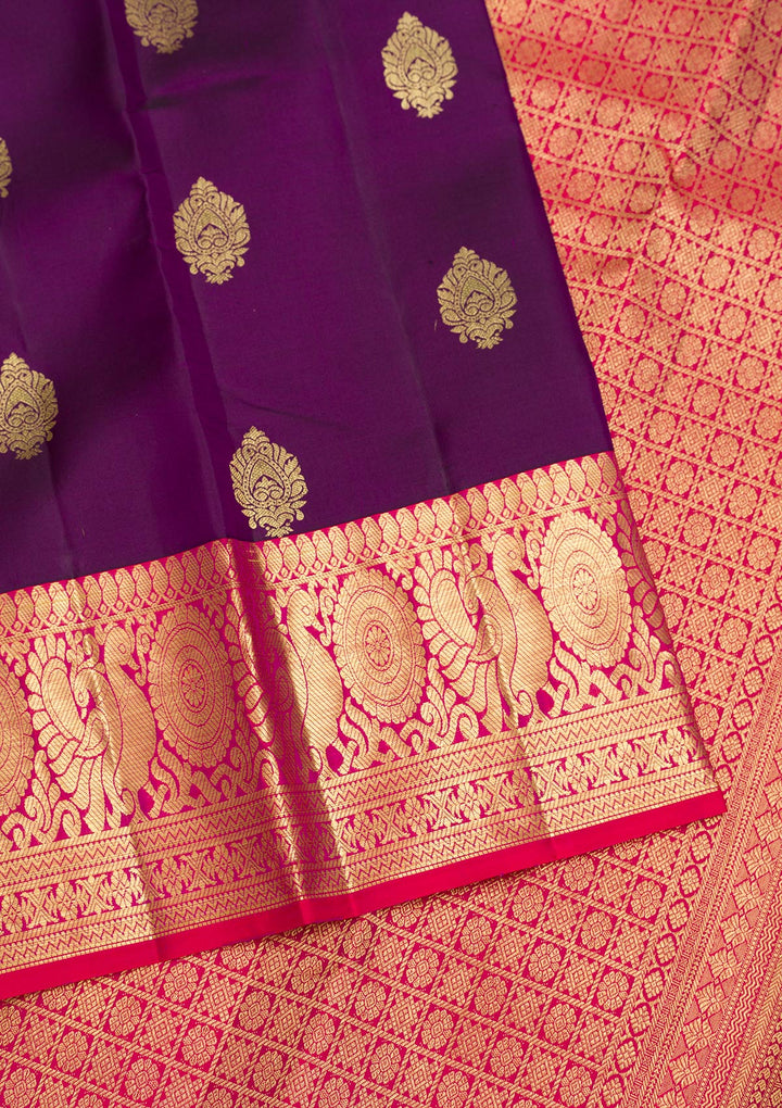 Purple Zariwork Banarasi Pure Silk Saree