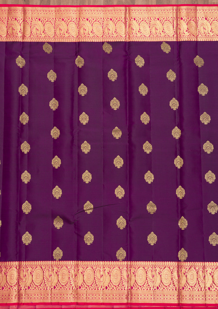 Purple Zariwork Banarasi Pure Silk Saree