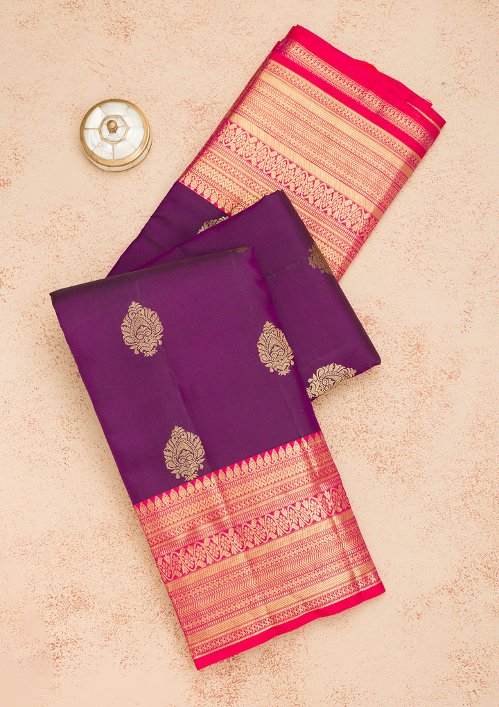 Purple Zariwork Banarasi Pure Silk Saree