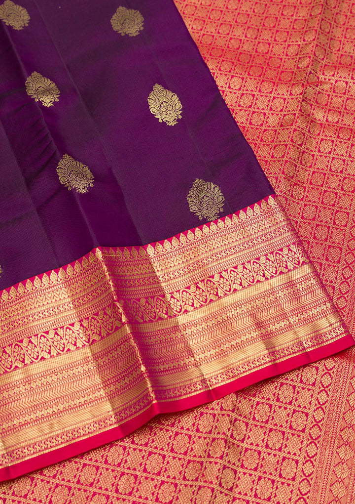Purple Zariwork Banarasi Pure Silk Saree