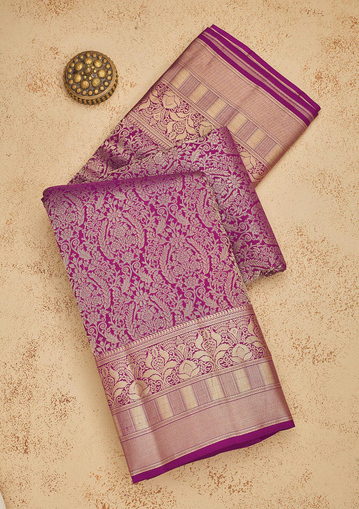 Purple Zariwork Pure Silk Saree