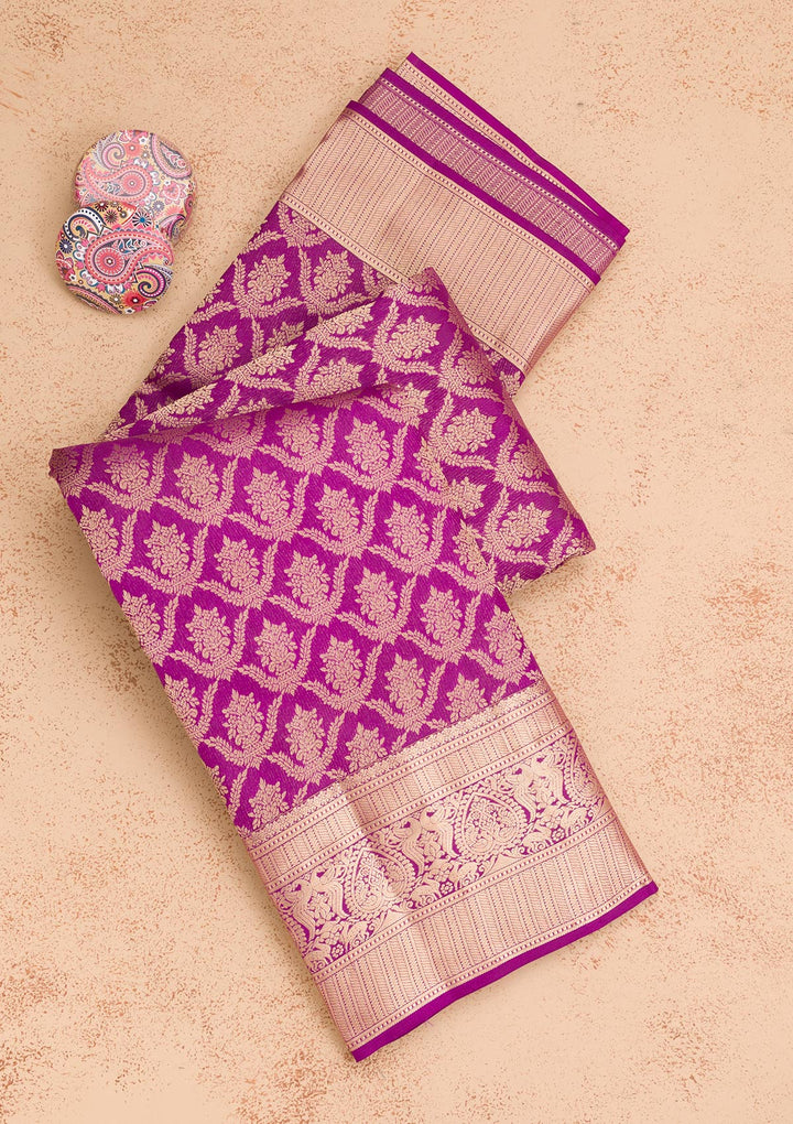 Purple Zariwork Pure Silk Saree