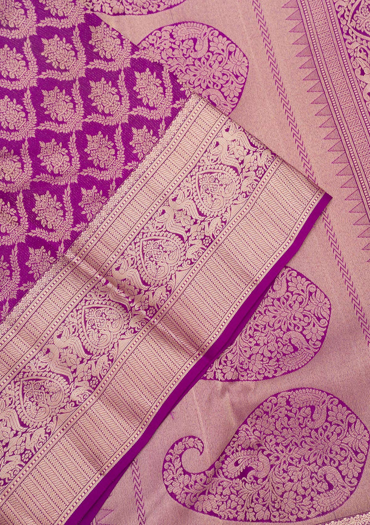 Purple Zariwork Pure Silk Saree