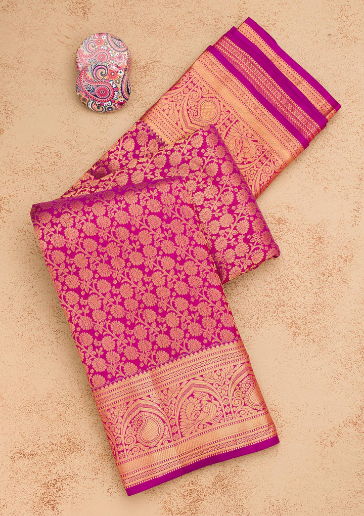 Purple Zariwork Pure Silk Saree