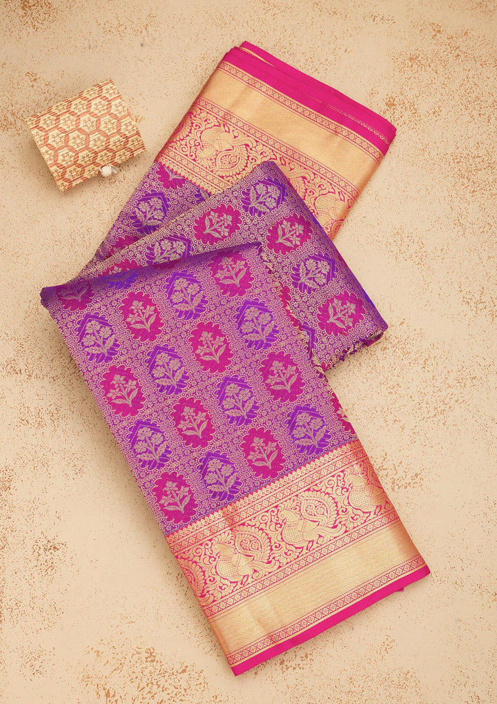 Purple Zariwork Pure Silk Saree