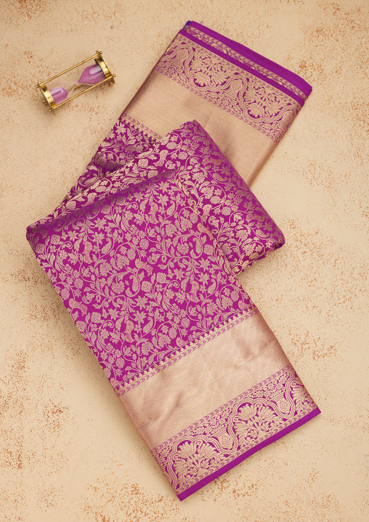 Purple Zariwork Pure Silk Saree