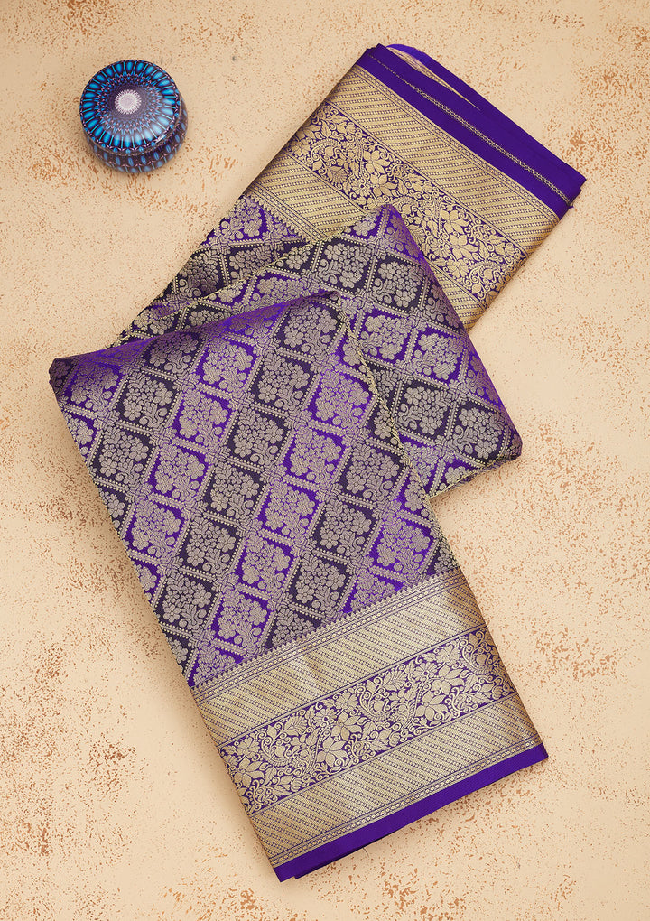 Purple Zariwork Pure Silk Saree