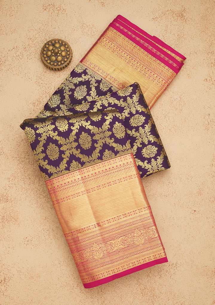 Purple Zariwork Pure Silk Saree