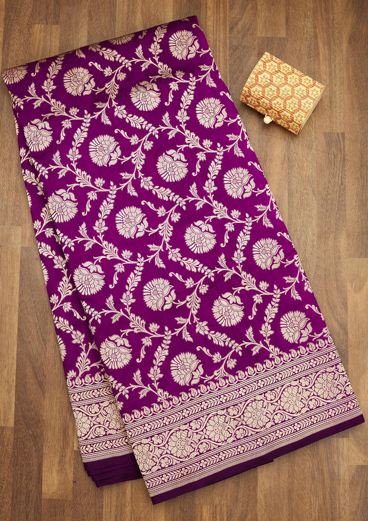 Purple Zariwork Pure Silk Saree