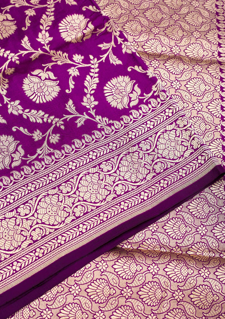 Purple Zariwork Pure Silk Saree