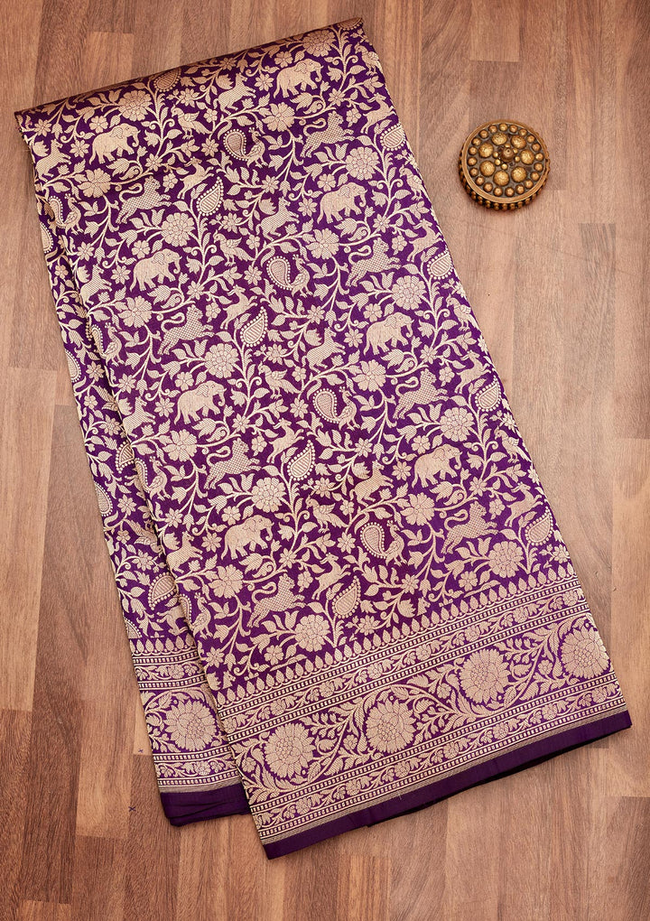 Purple Zariwork Pure Silk Saree
