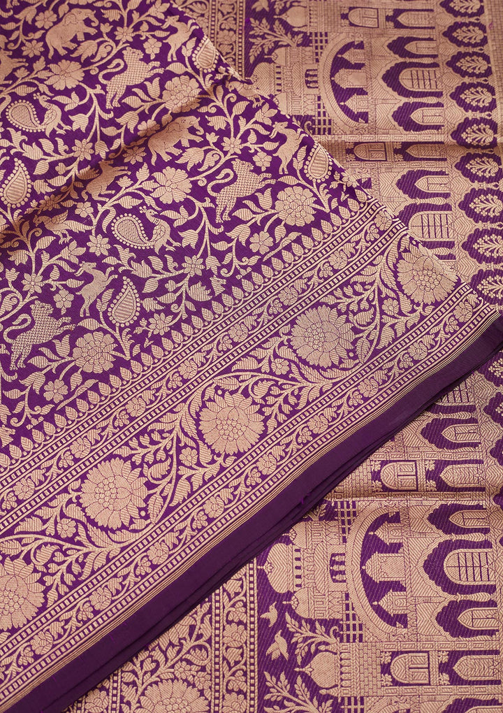 Purple Zariwork Pure Silk Saree