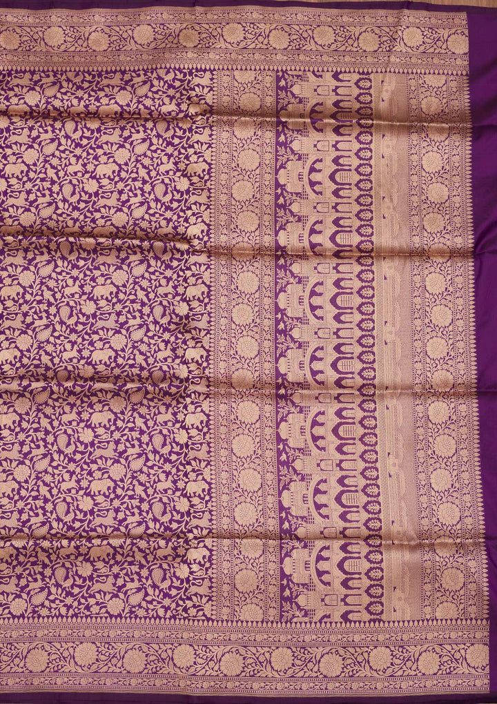 Purple Zariwork Pure Silk Saree