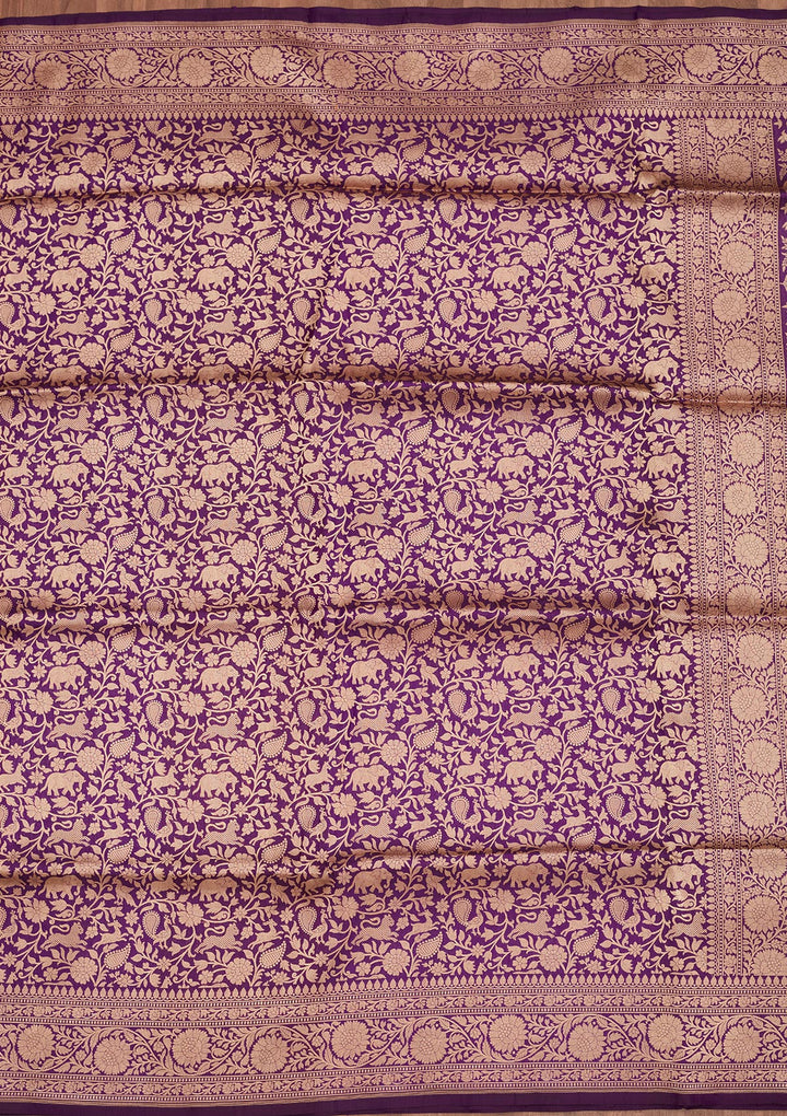 Purple Zariwork Pure Silk Saree