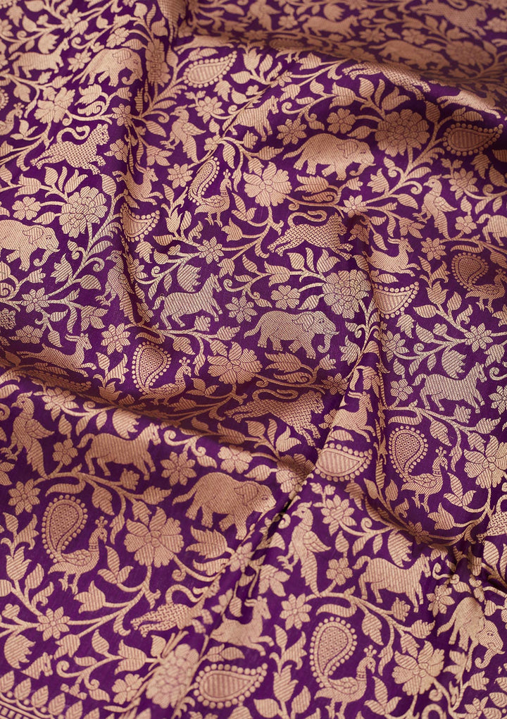 Purple Zariwork Pure Silk Saree