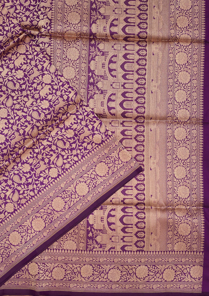 Purple Zariwork Pure Silk Saree