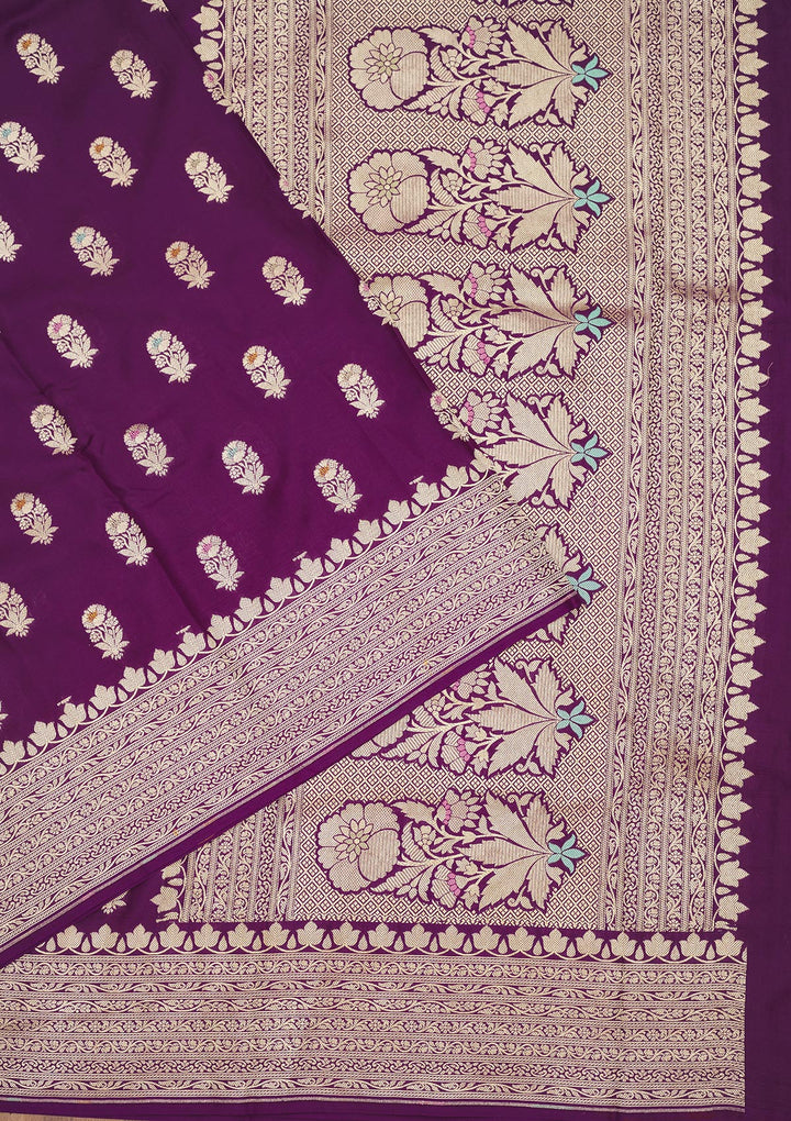 Purple Zariwork Pure Silk Saree
