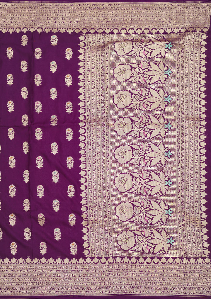 Purple Zariwork Pure Silk Saree