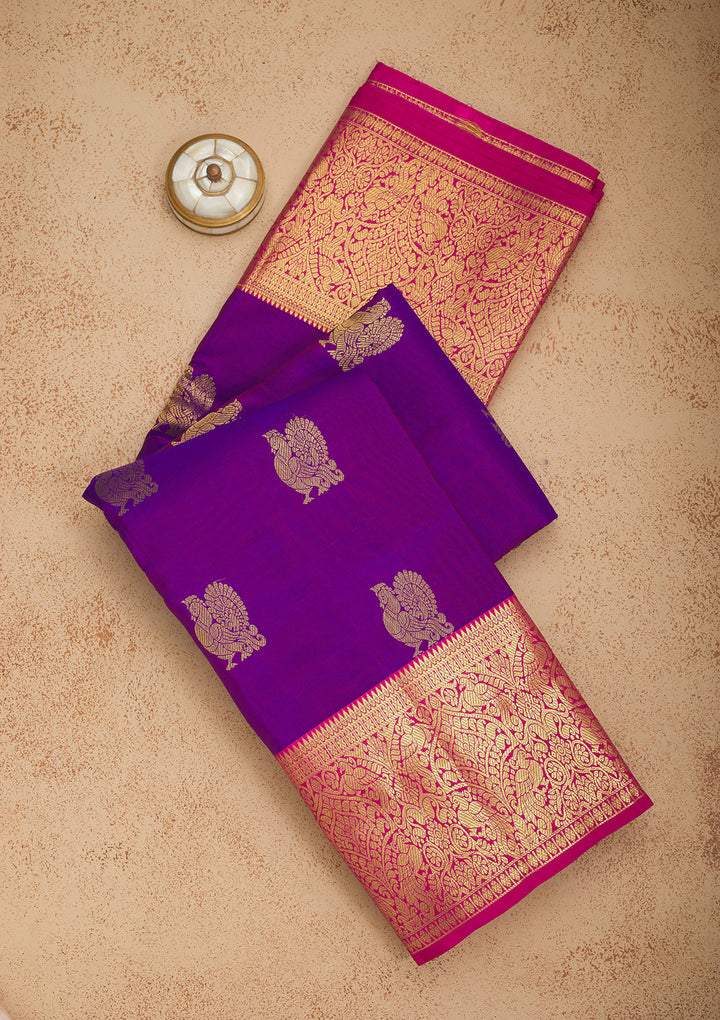 Purple Zariwork Pure Silk Saree