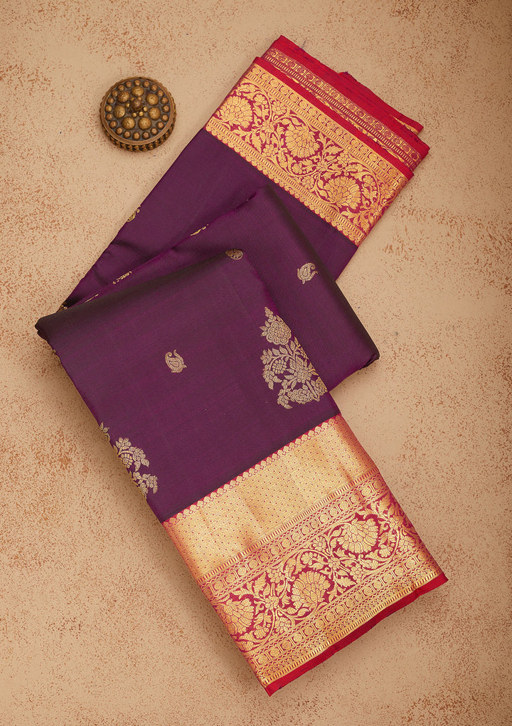 Purple Zariwork Pure Silk Saree