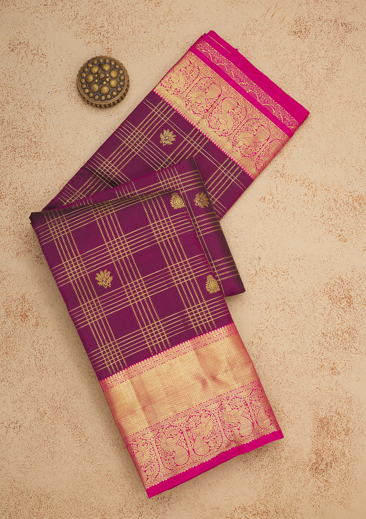 Purple Zariwork Pure Silk Saree